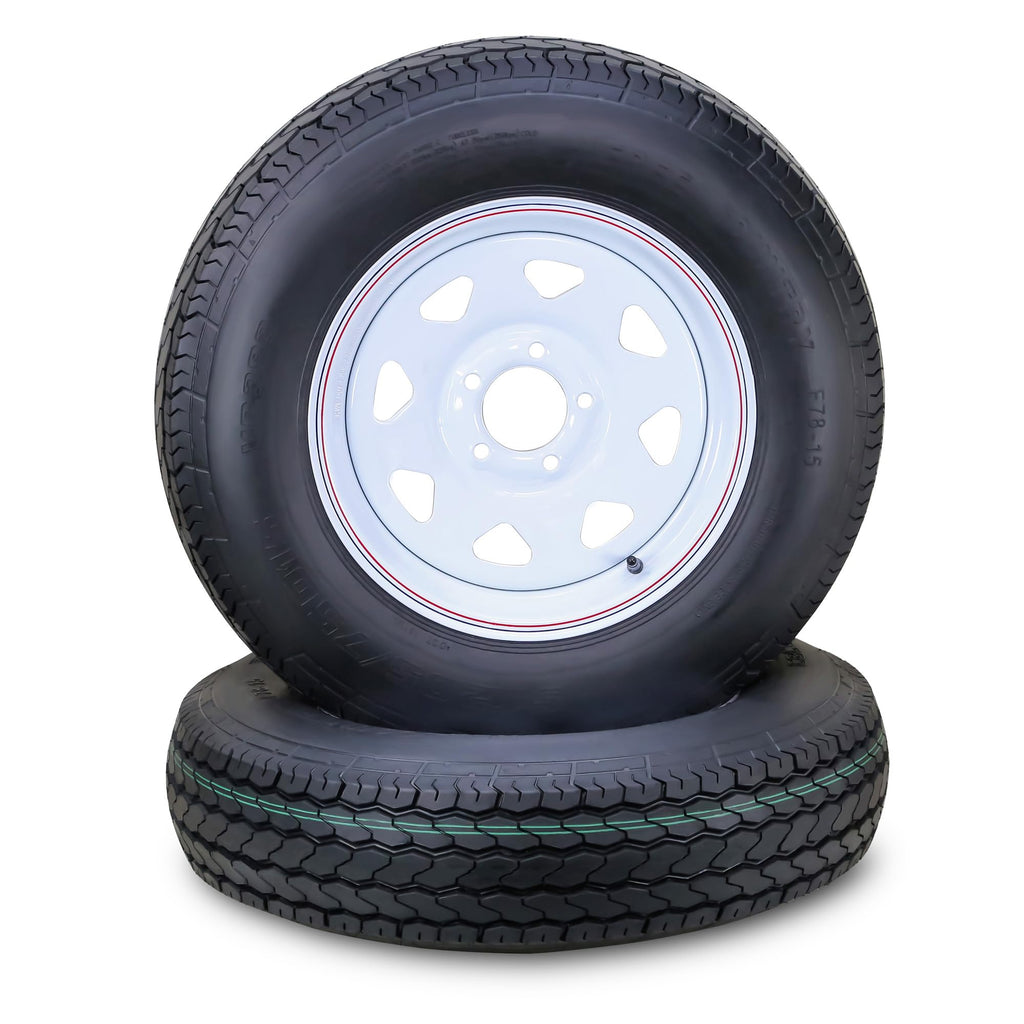 Trailer Tire Wheel ST205/75D15 6PR 101L 5X4.5 White Spoke Pk2 J80314