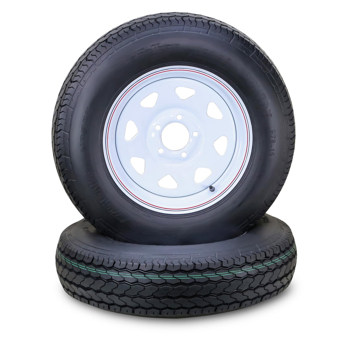 Trailer Tire Wheel ST205/75D15 6PR 101L 5X4.5 White Spoke Pk2 J80314