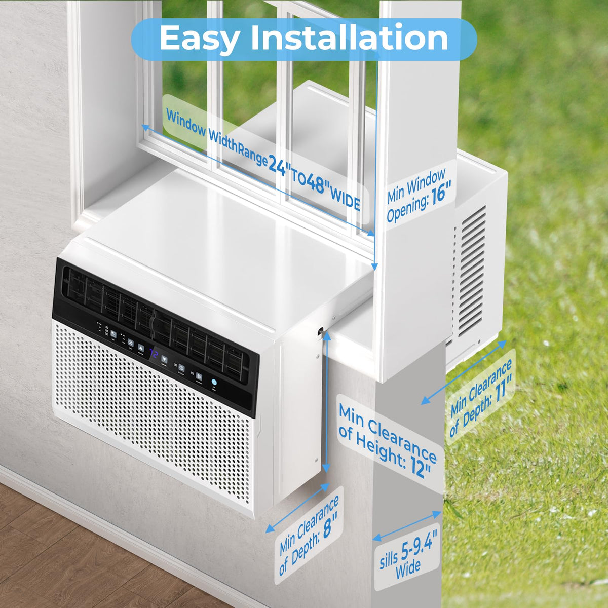 U-Shaped 10,000BTU Window Air Conditioner with Full Window View, Ivory White S622875