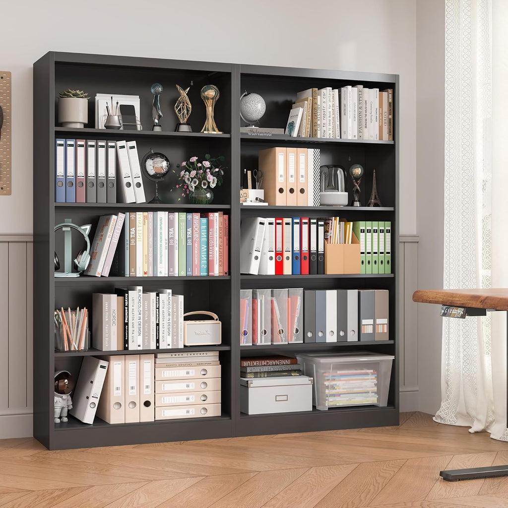 Black 5-Tier Adjustable Metal Bookshelf K500