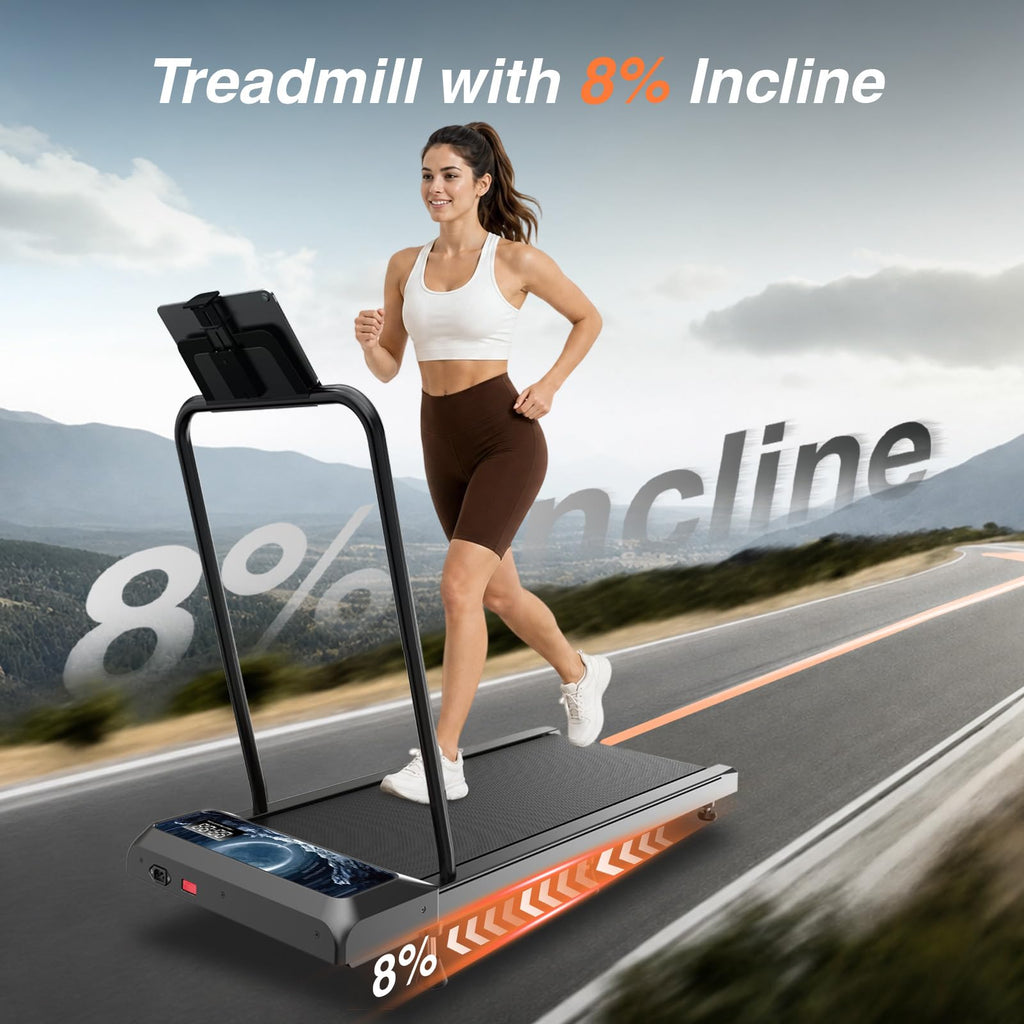 Walking Treadmill Pad with Adjustable 8% Incline and Handle Bar W333983