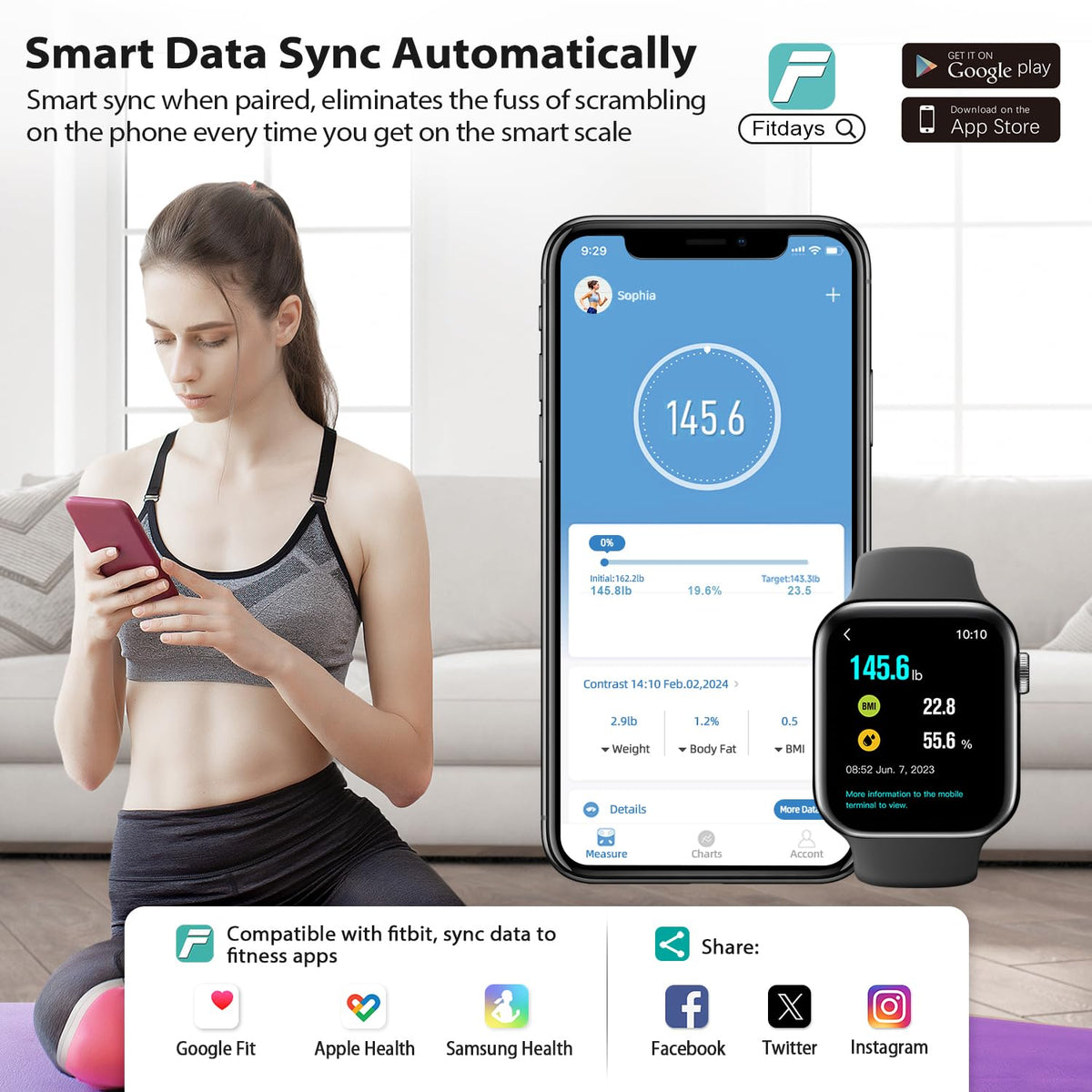 Smart Bathroom Scale for Body Weight and Fat N558