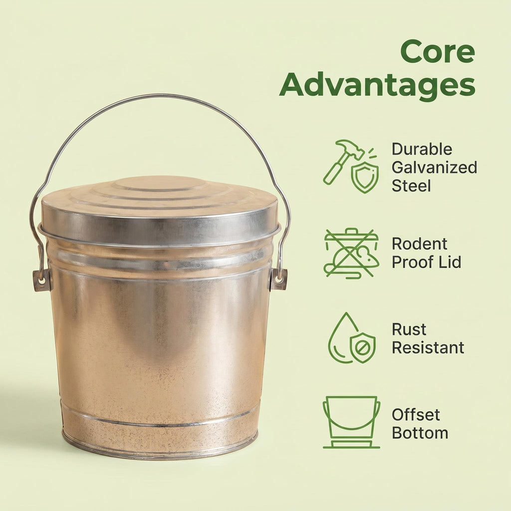 Galvanized Steel 6 Gallon Trash Can with Locking Lid T529