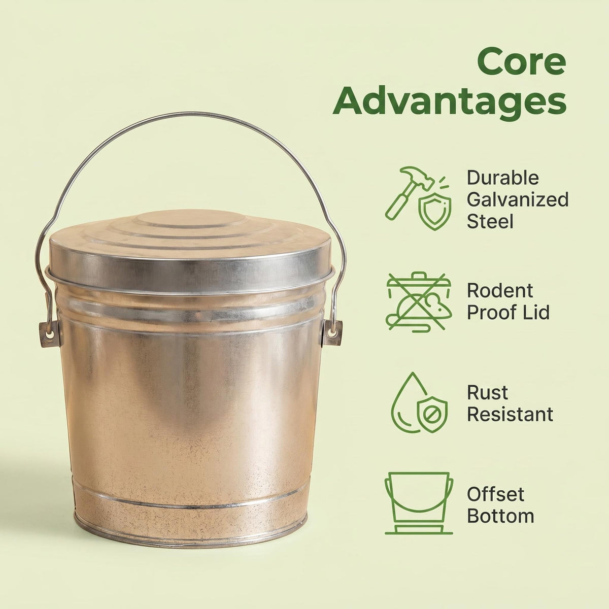 Galvanized Steel 6 Gallon Trash Can with Locking Lid T529