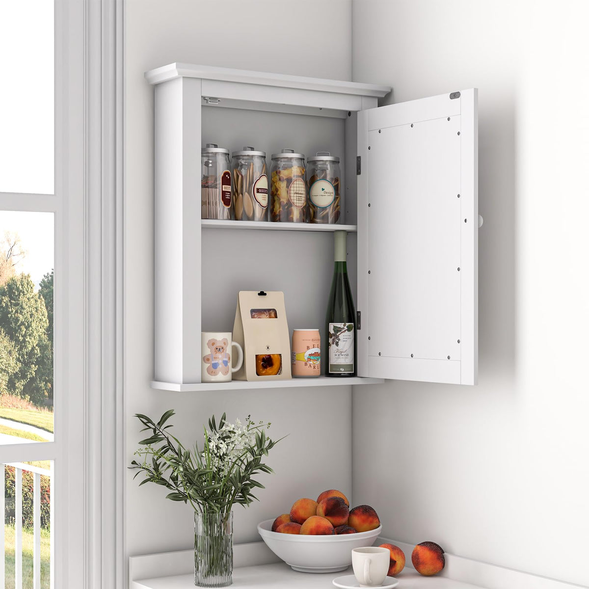 White Wall Mounted Medicine Cabinet with Mirror Q71451