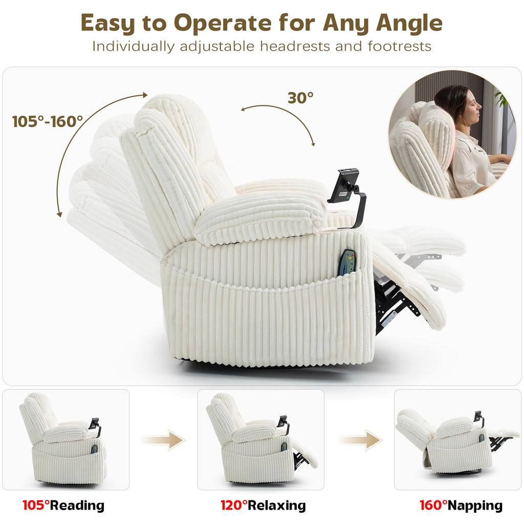 Power Swivel Rocker Recliner with Adjustable Headrest D90082