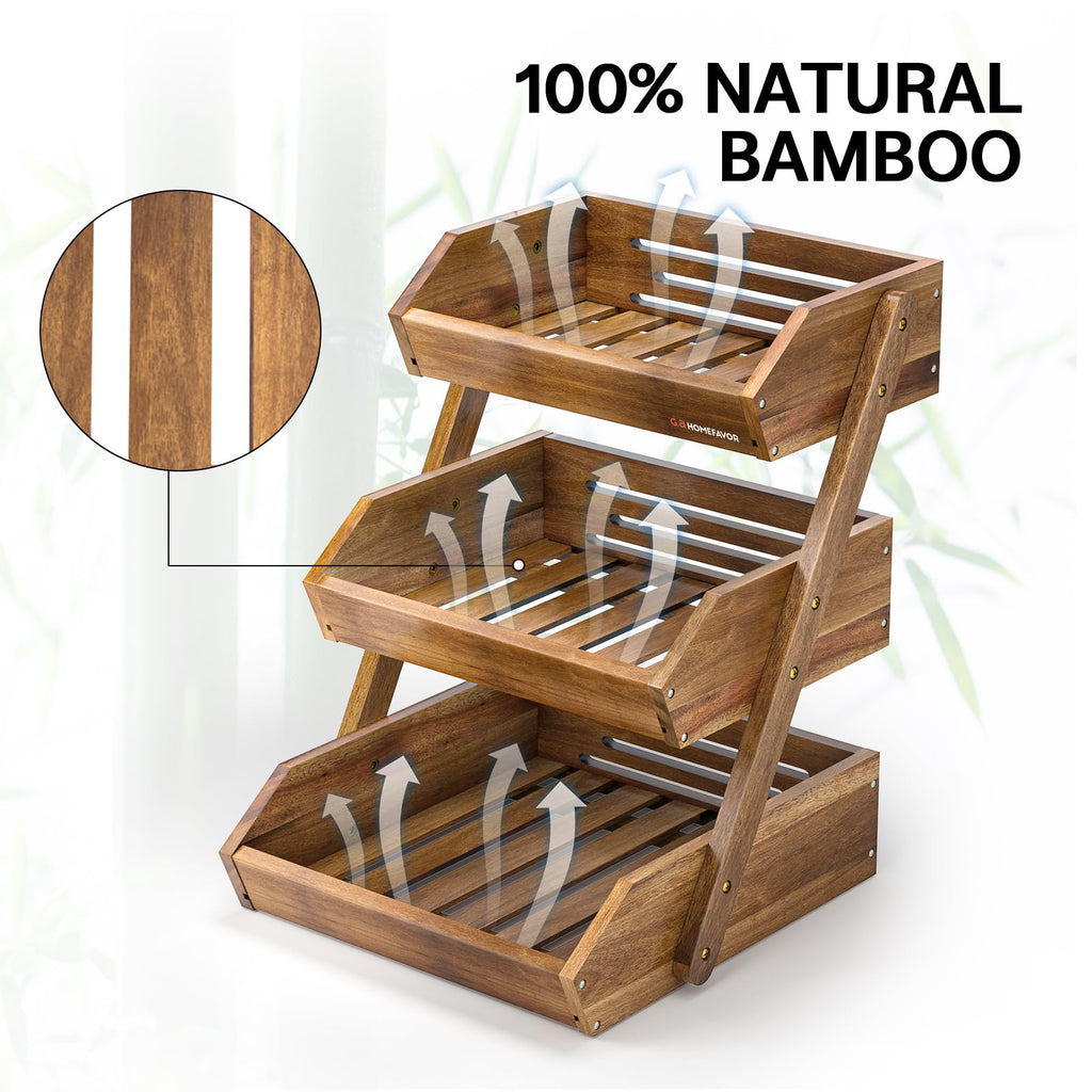 3-Tier Acacia Wood Fruit Basket I711