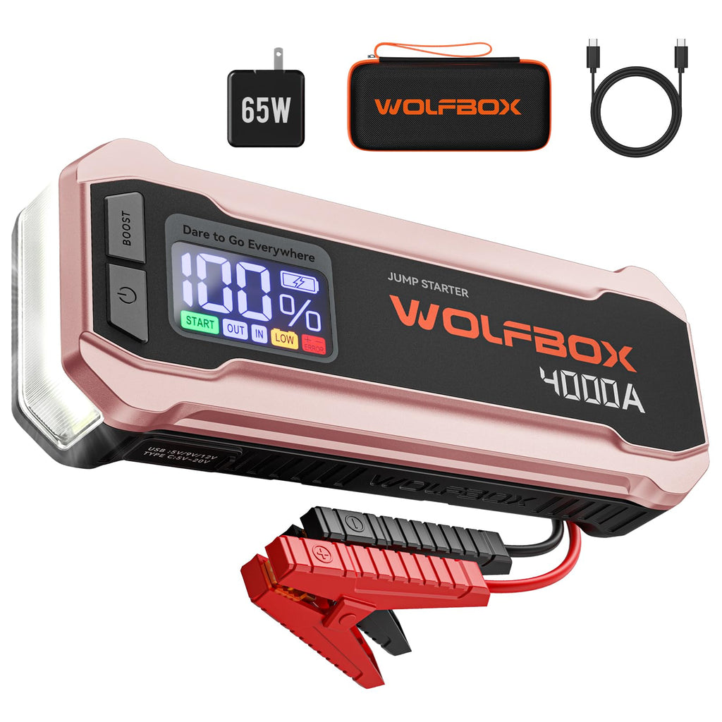 12V Pink Portable Car Jump Starter with 65W Quick Charger Q232