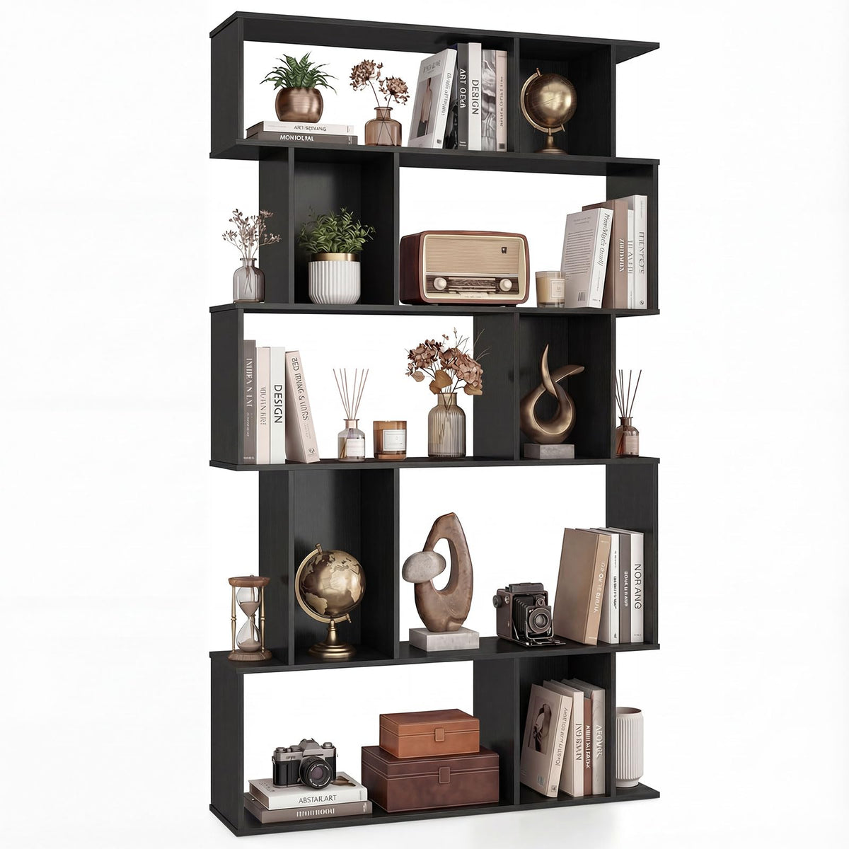 5-Tier 10-Cube Black Bookshelf M673293