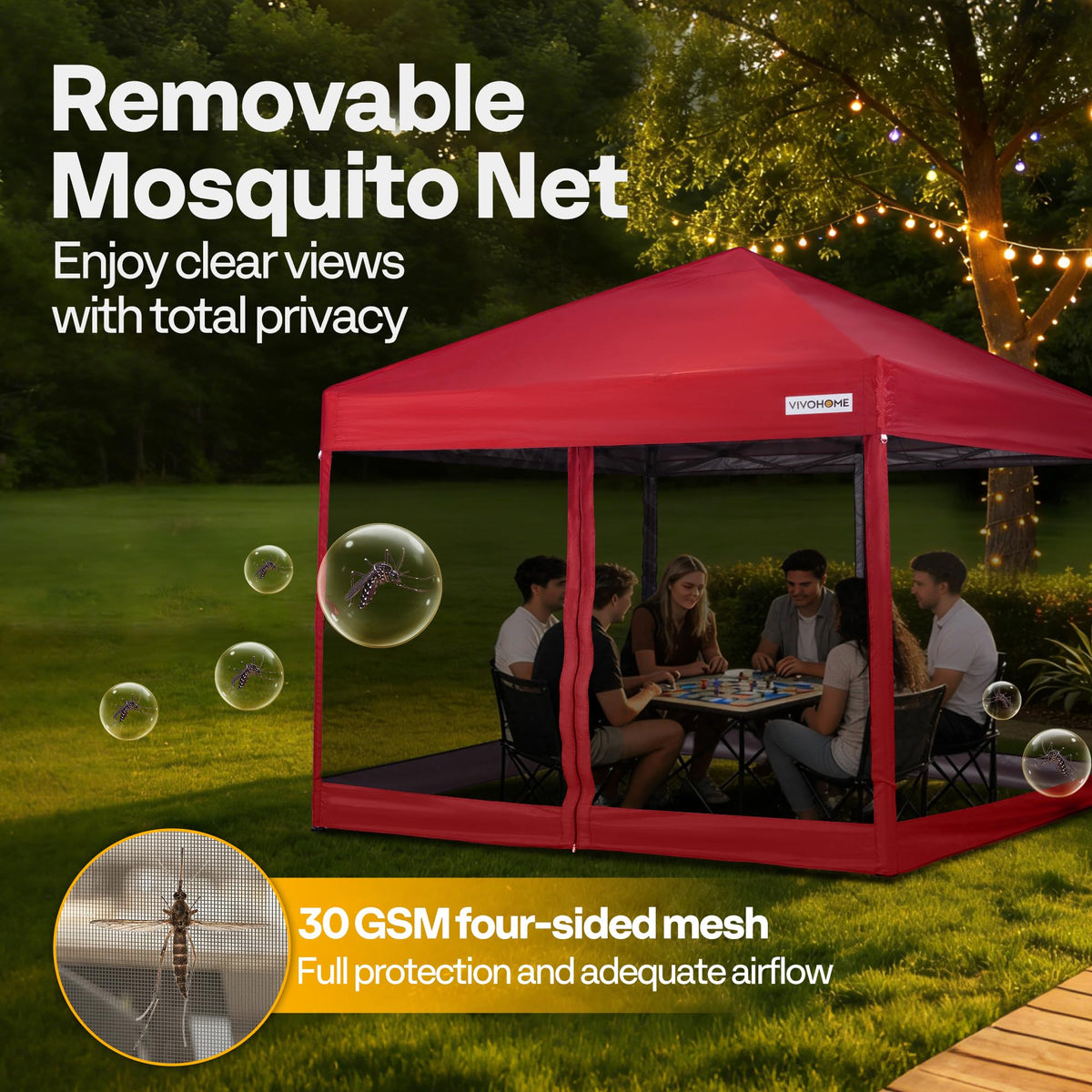 10x10ft Outdoor Screen Tent with Mosquito Netting H48295