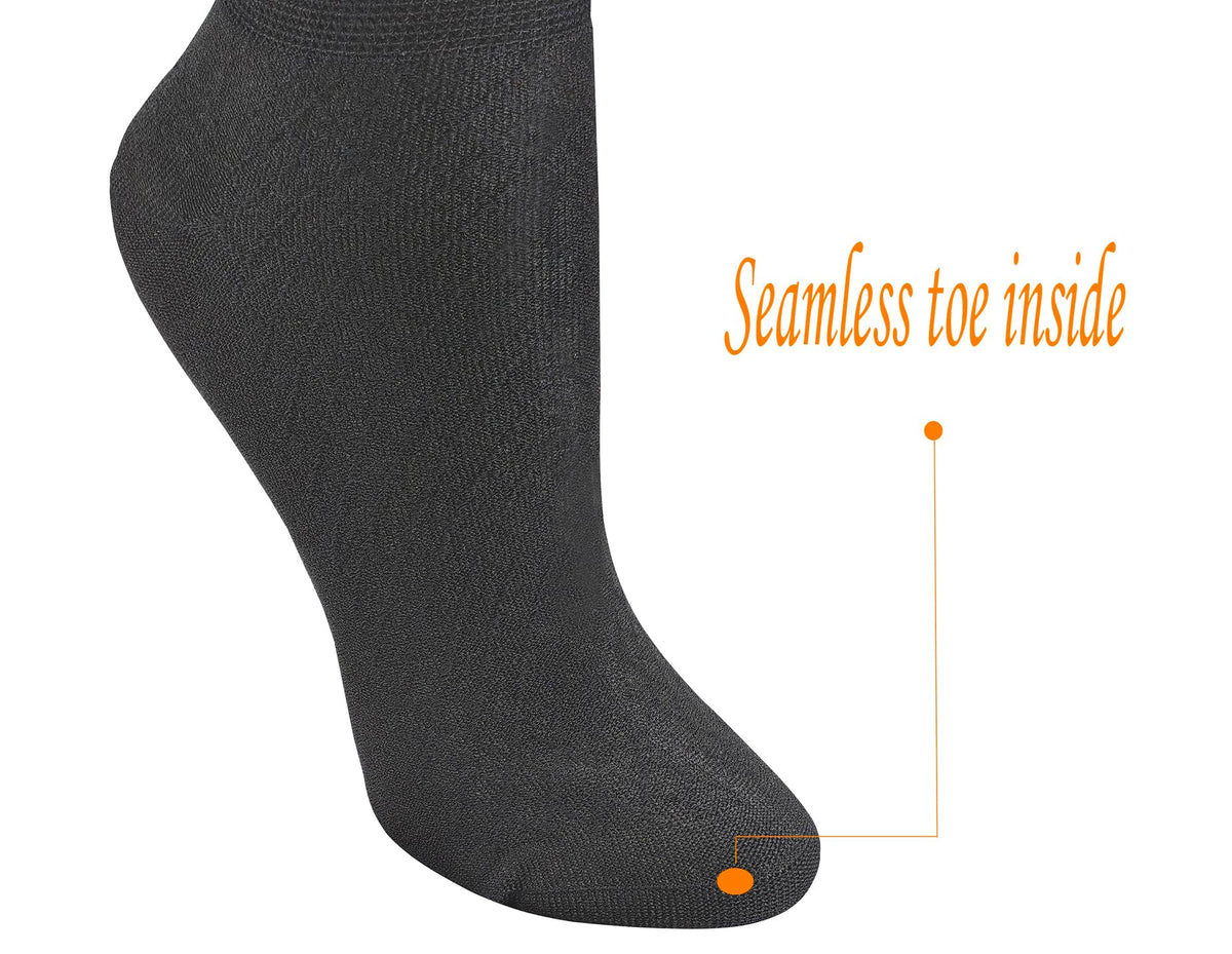 6 Pairs Bamboo Rayon Breathable Quarter Socks with Seamless Toe V408797