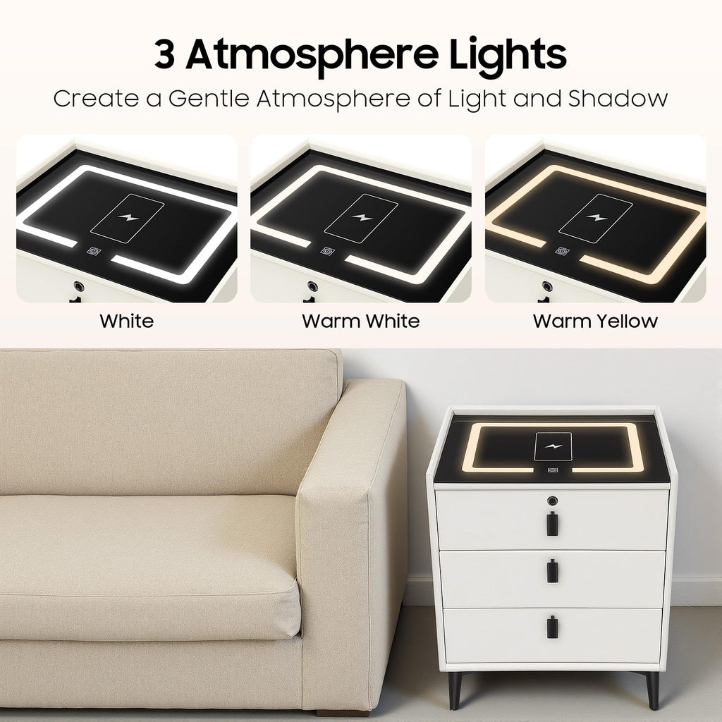 3 Drawer Nightstand with Charging Station T7623