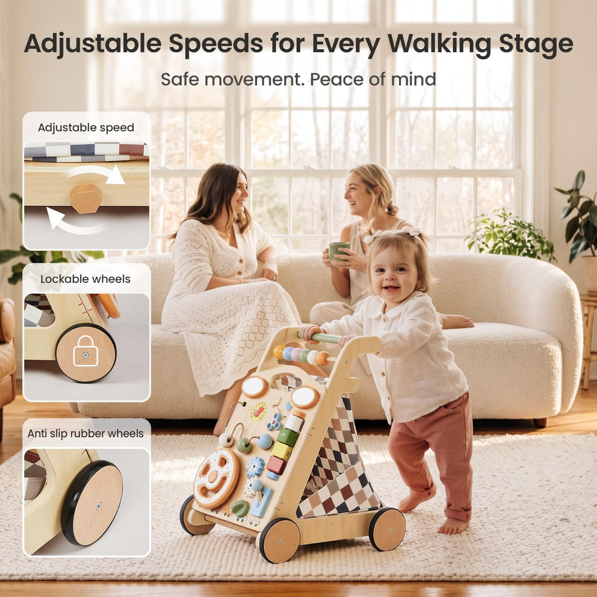 Wooden Baby Walker with Wheels N463396