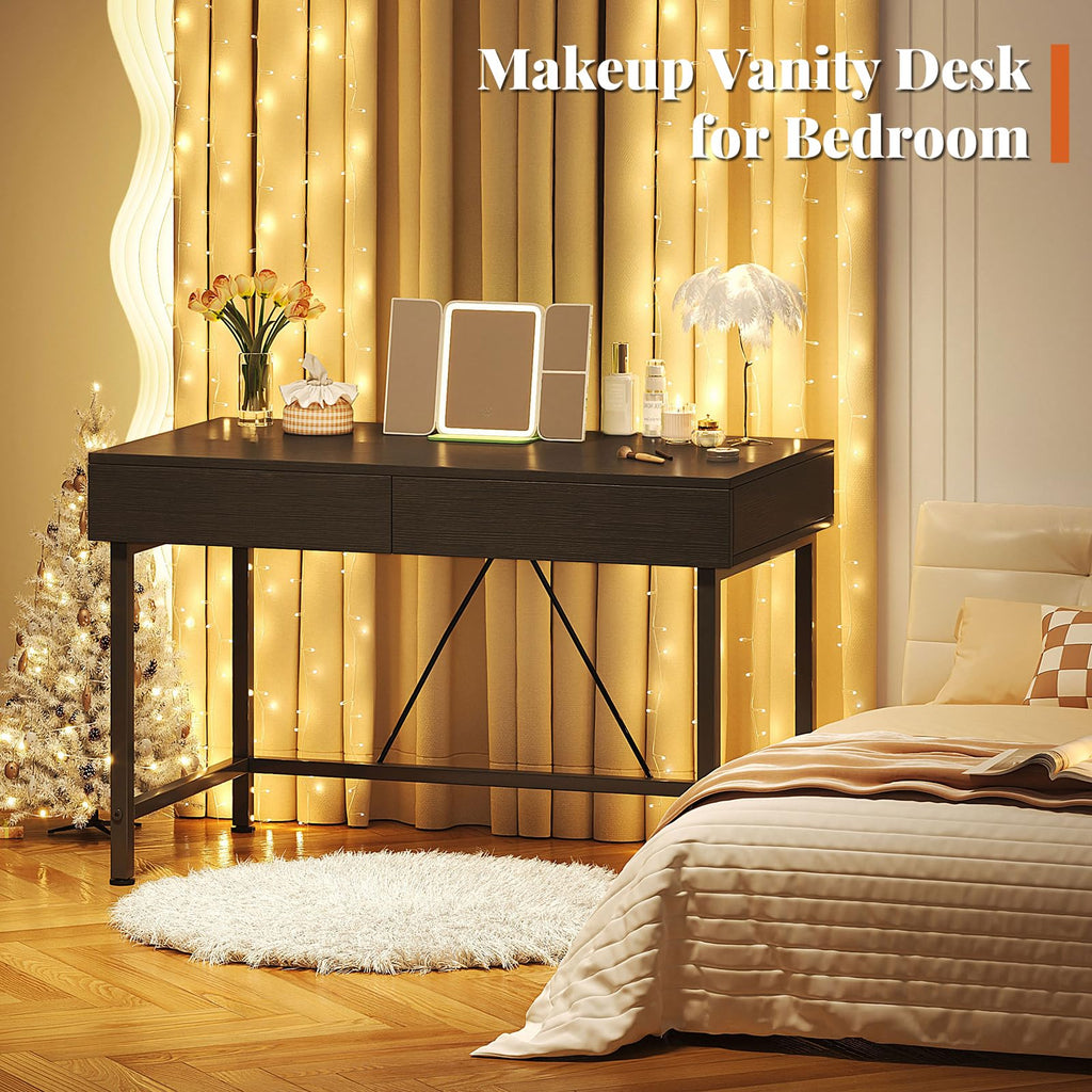 Black 40 Inch Small Desk with Wood Drawers S612920