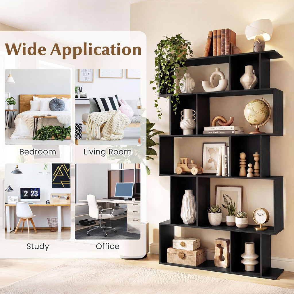 5-Tier 10-Cube Black Bookshelf M673293