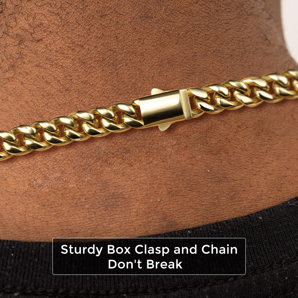 Gold Cuban Link Chain 316L Stainless Steel Necklace 20/22/24 Inches J405