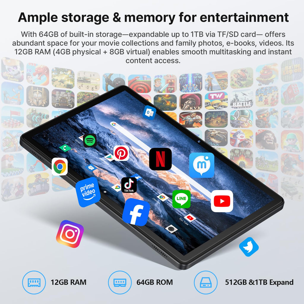 10 Inch Octa-Core Tablet with Keyboard Case Mouse Stylus Q3216