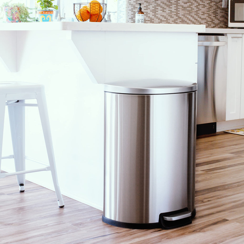 50L Stainless Steel Trash Can with Soft Close Lid B57148