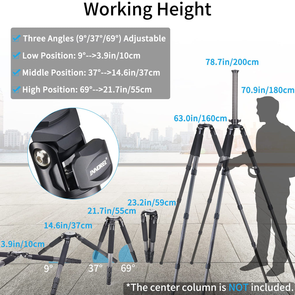 Carbon Fiber Heavy Duty Tripod with 75mm Bowl Adapter 63 inch Black L1238