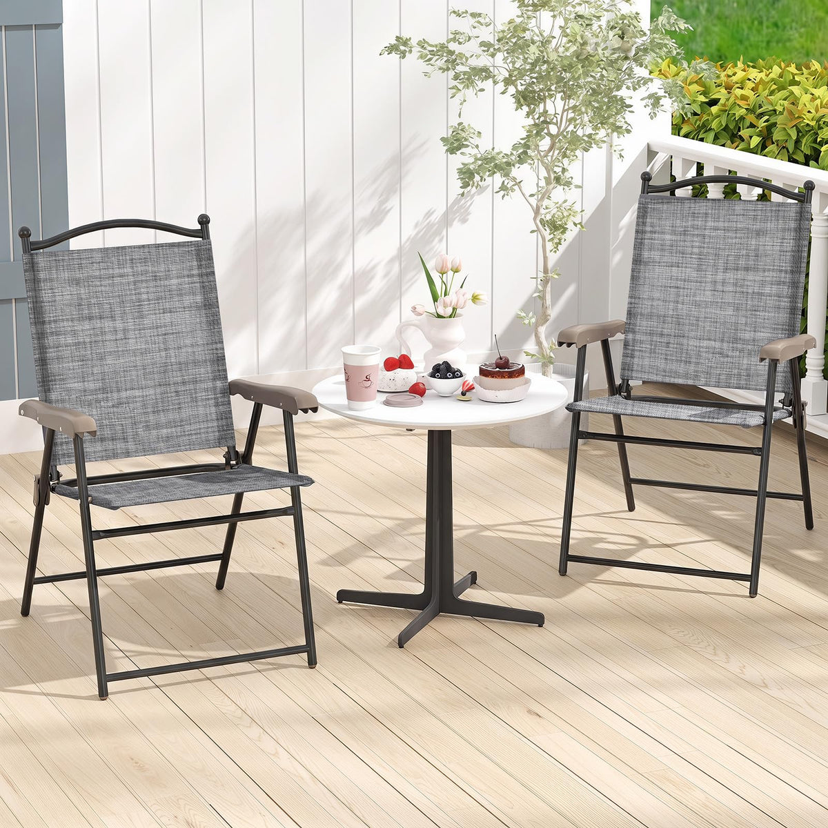 Set of 2 Grey Patio Folding Chairs R3171