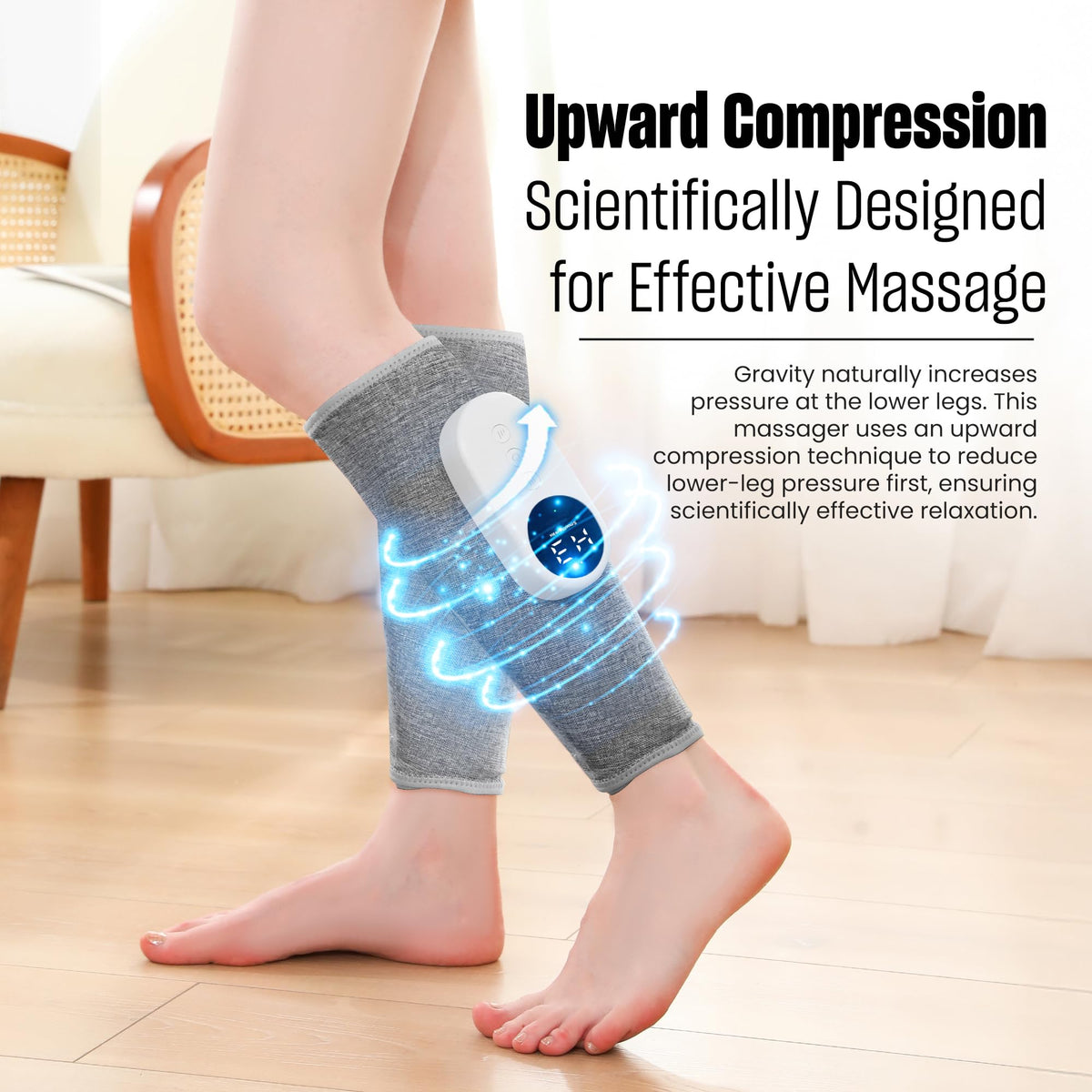 Light Gray Leg Massager with Heat and Compression Z758