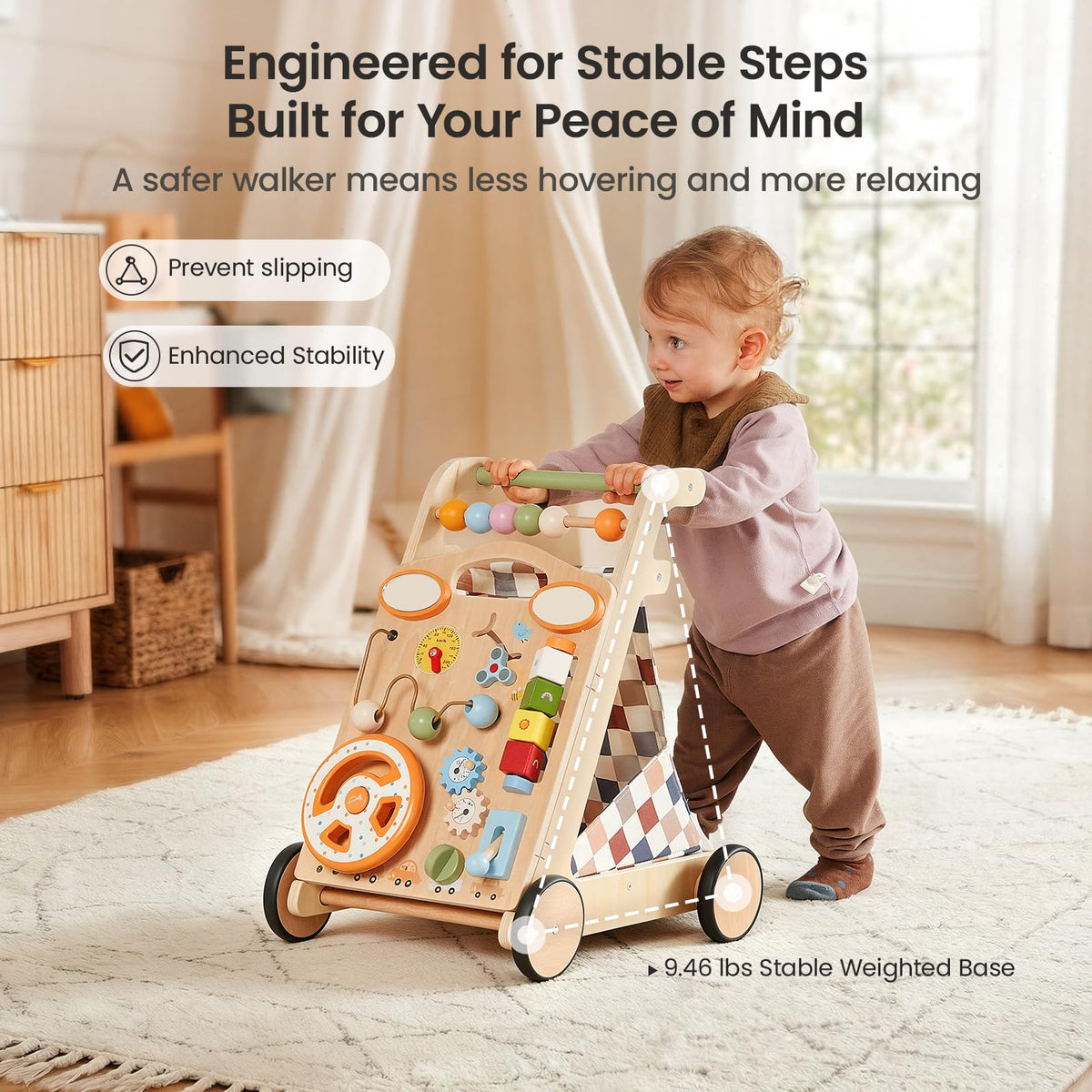 Wooden Baby Walker with Wheels N463396