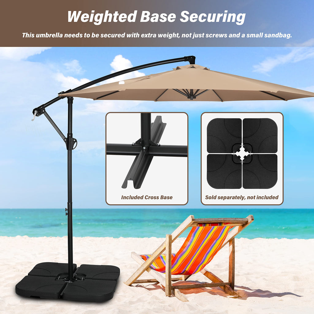 9.8ft Blue Offset Cantilever Patio Umbrella with Crank & Cross Base O702595
