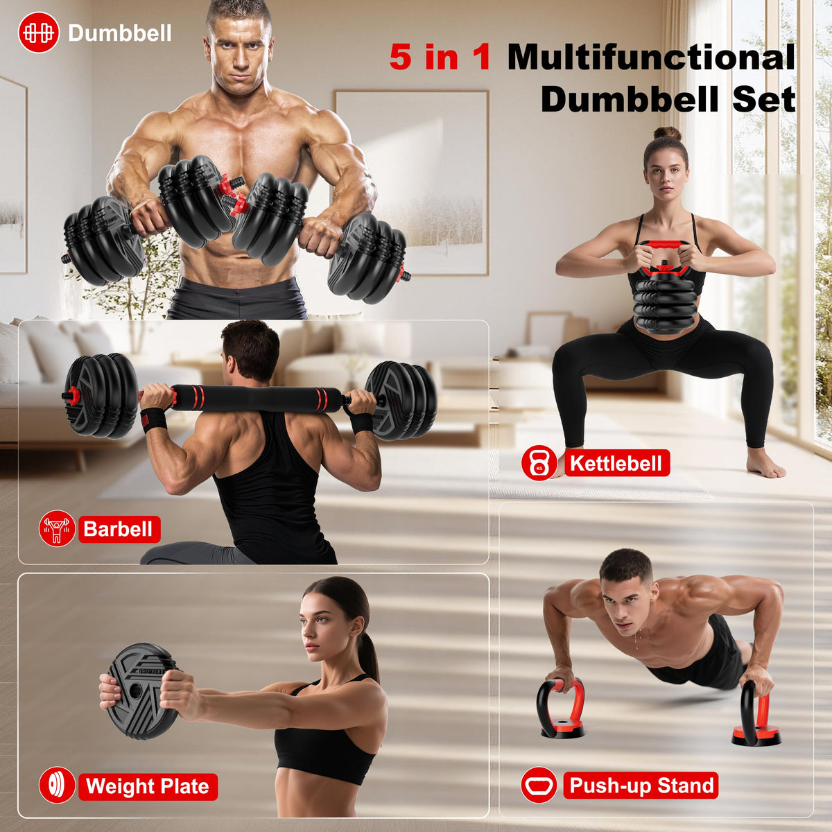 Adjustable Dumbbell Set 5 in 1 W950122