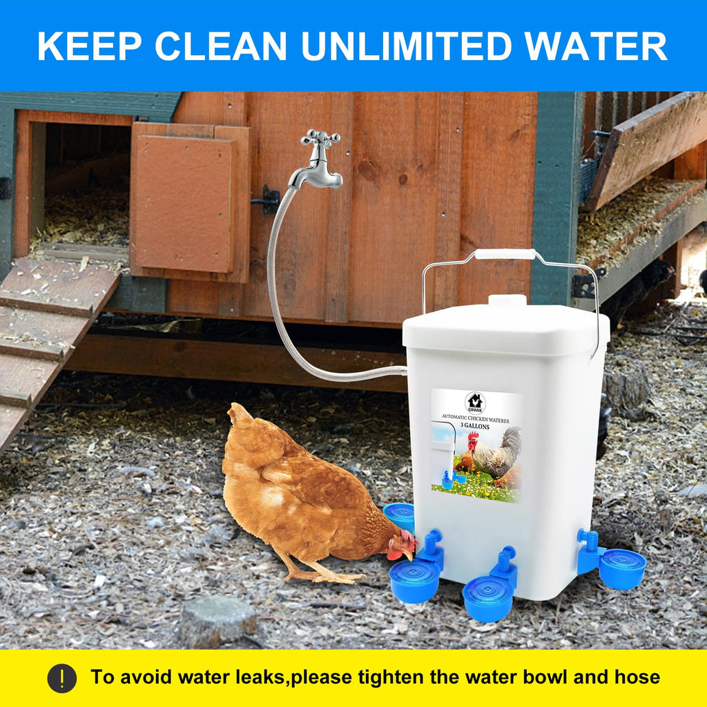 3 Gallons Automatic Poultry Waterer with Hose Attachment J848257