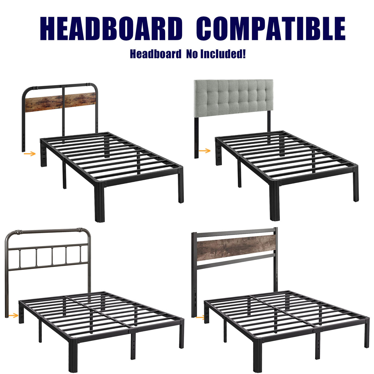 California King Heavy Duty Metal Platform Bed Frame with Round Corners C787826