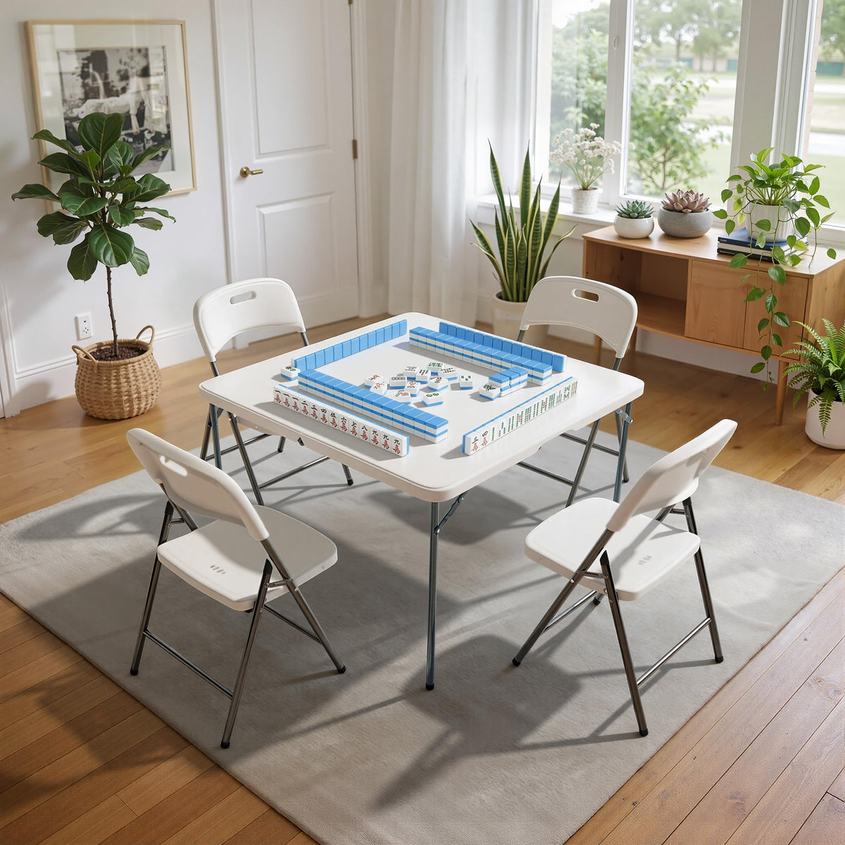 3 ft Square Folding Card Table with Carrying Handle C10124