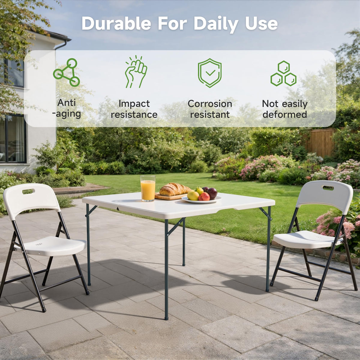 3 ft Square Folding Card Table with Carrying Handle C10124