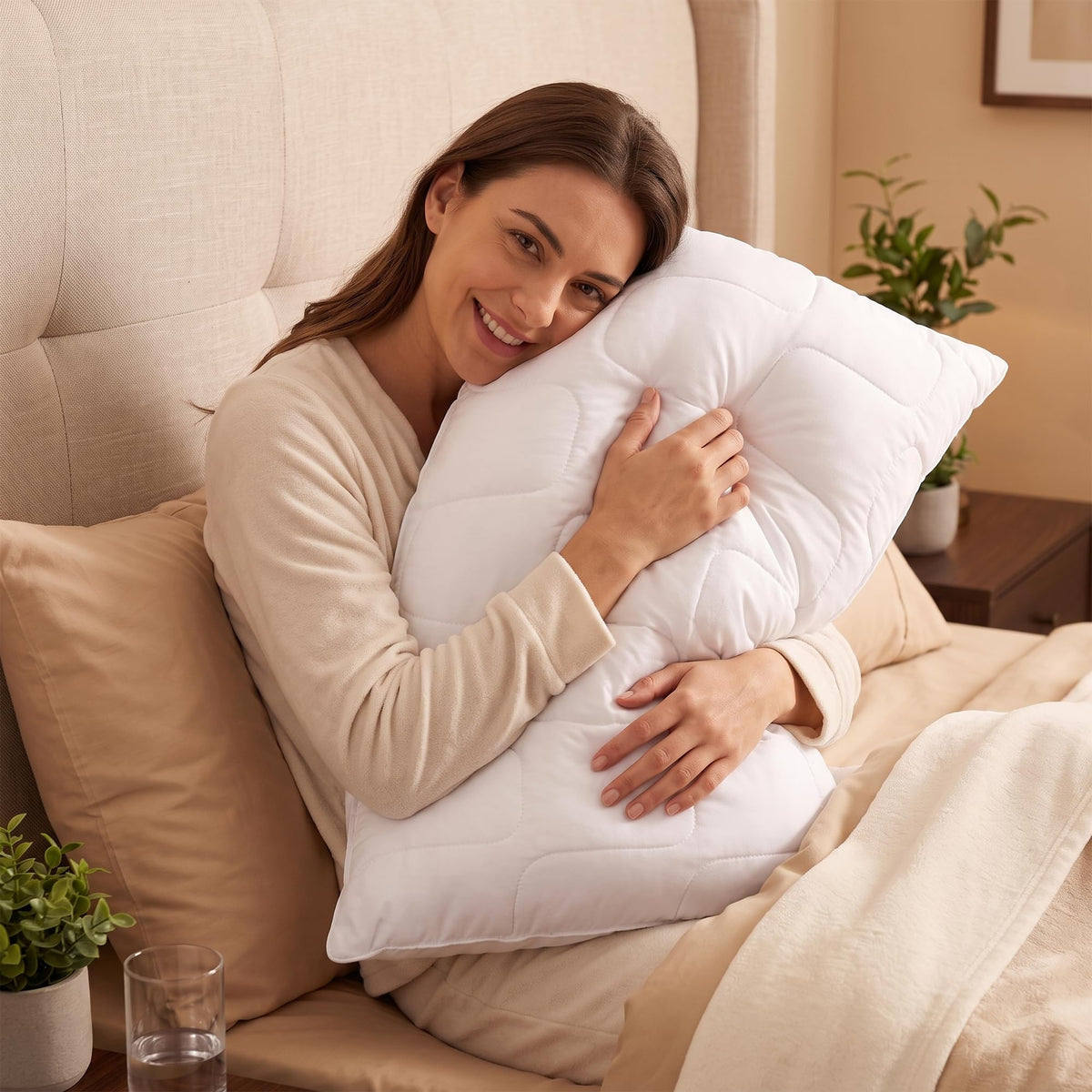 King Size White Cooling Down Alternative Pillows Set of 2 Z666