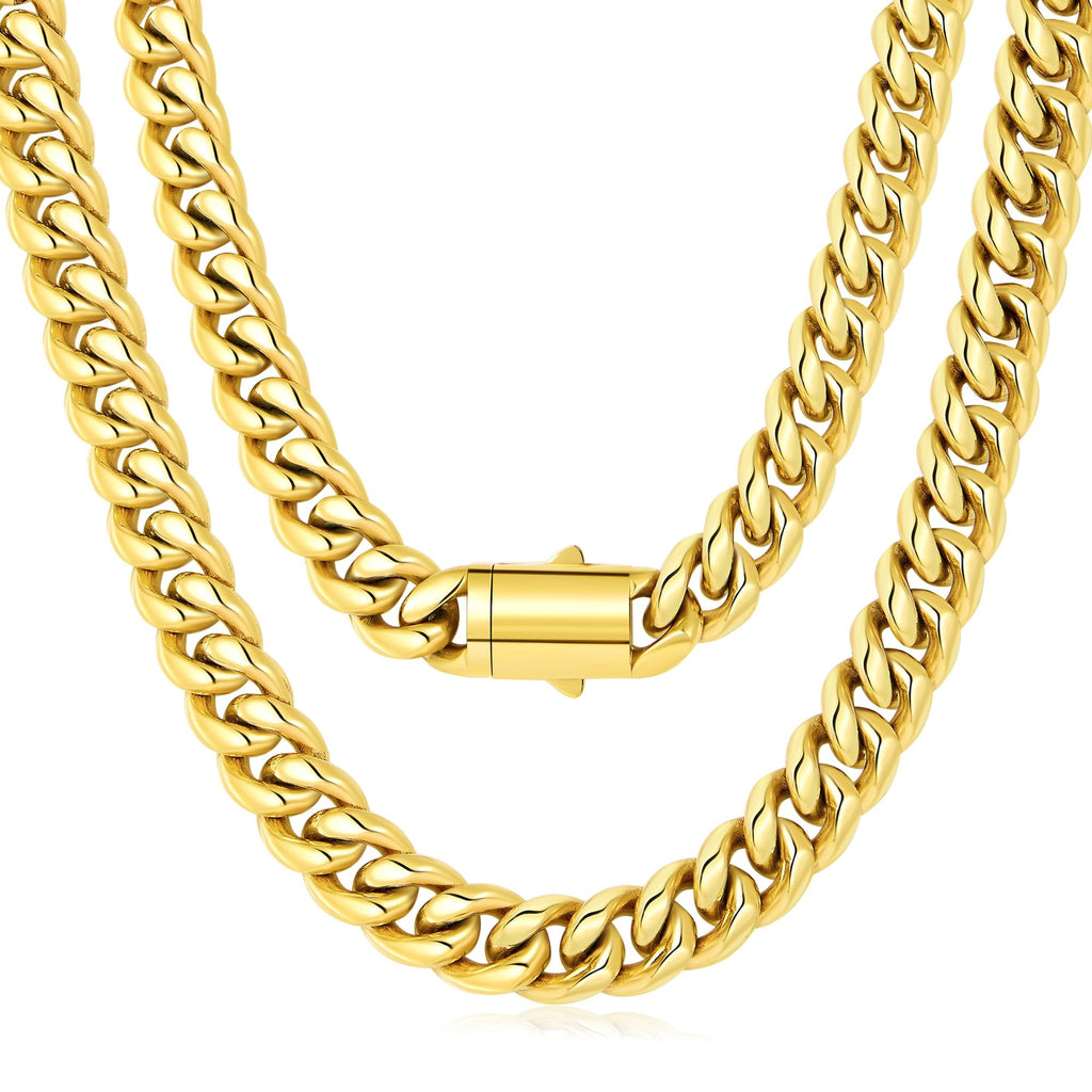 Gold Cuban Link Chain 316L Stainless Steel Necklace 20/22/24 Inches J405