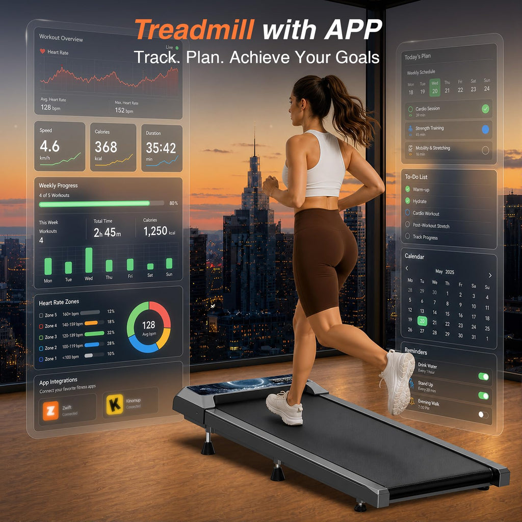 Walking Treadmill Pad with Adjustable 8% Incline and Handle Bar W333983