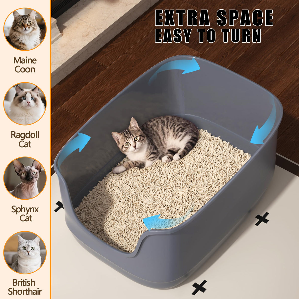 Large High Sided Anti-Splashing Cat Litter Box G182