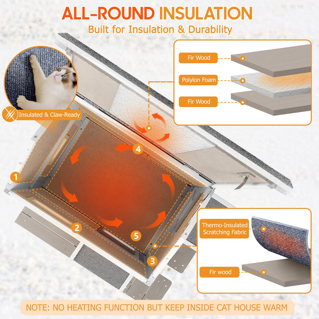 Insulated Outdoor Multi-Level Cat House J95214