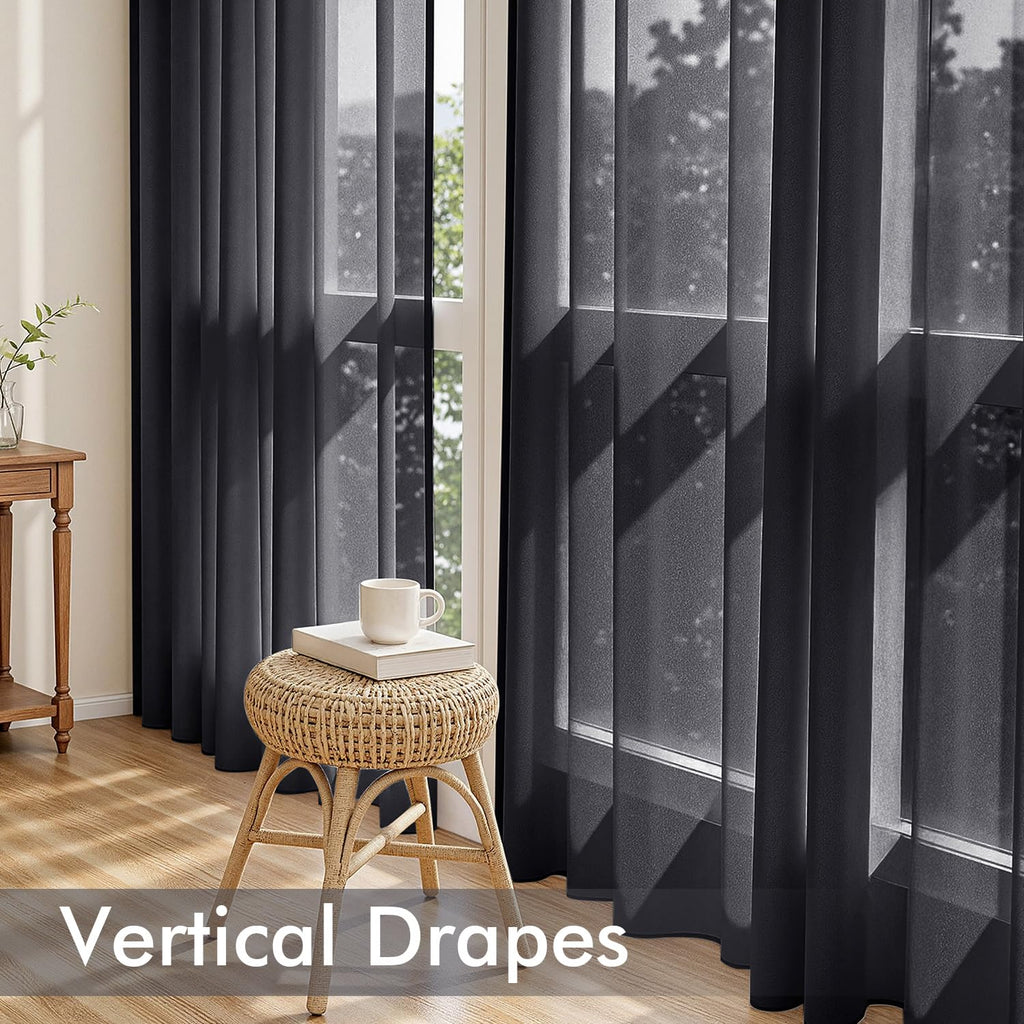 Black Sheer Curtains 84 Inches Long 4 Panels D565