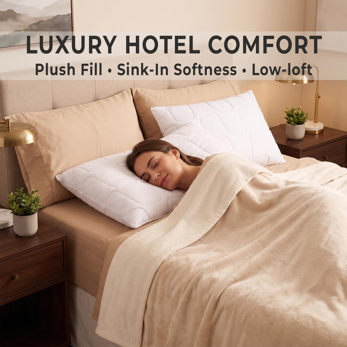 King Size White Cooling Down Alternative Pillows Set of 2 Z666