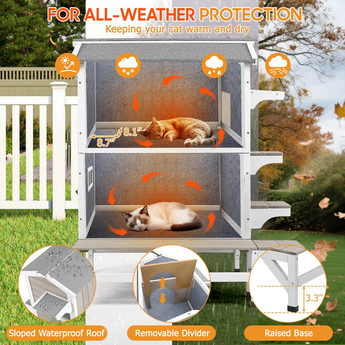 Insulated Outdoor Multi-Level Cat House J95214