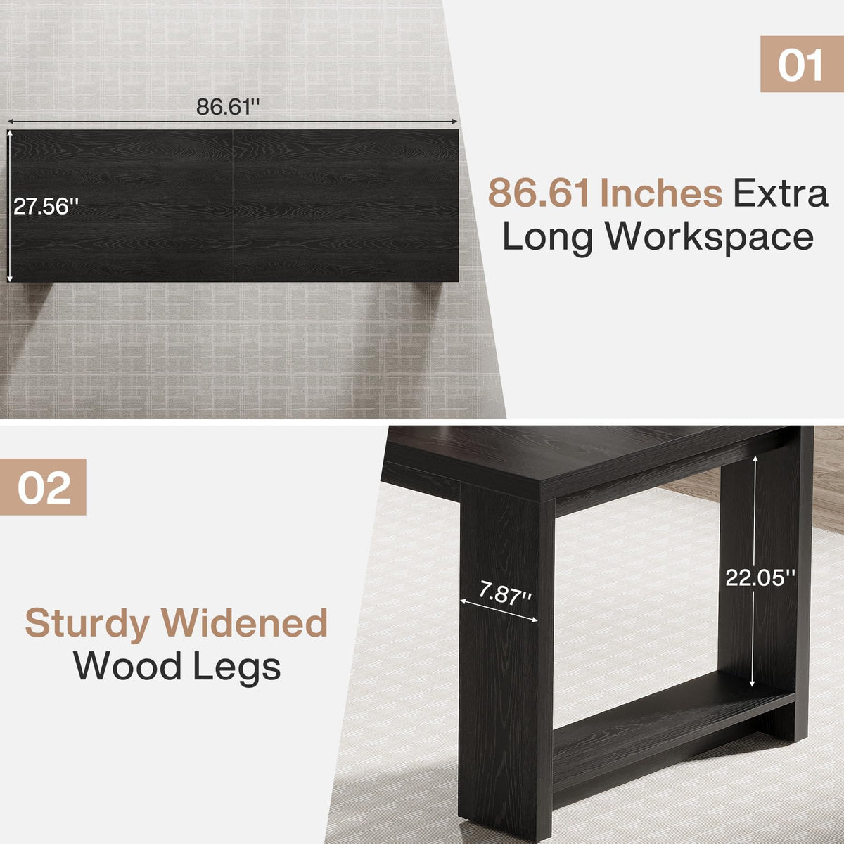 86.6-Inch Two Person Desk Y28156
