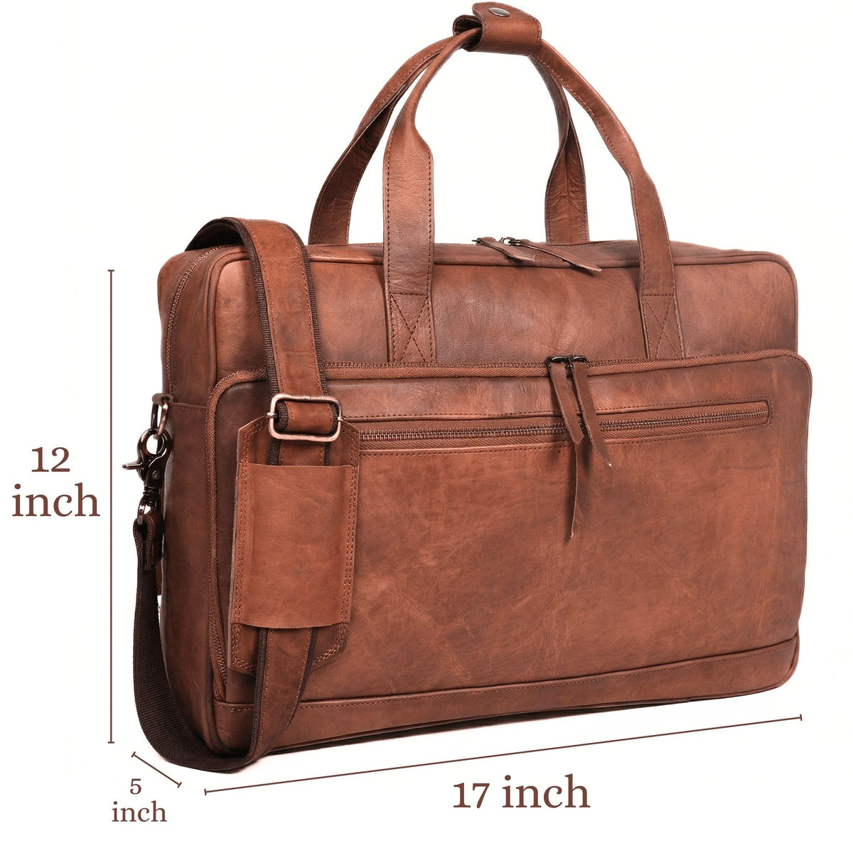 Brown 17-inch Genuine Leather Laptop Briefcase S762