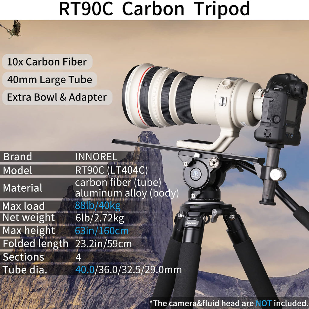 Carbon Fiber Heavy Duty Tripod with 75mm Bowl Adapter 63 inch Black L1238