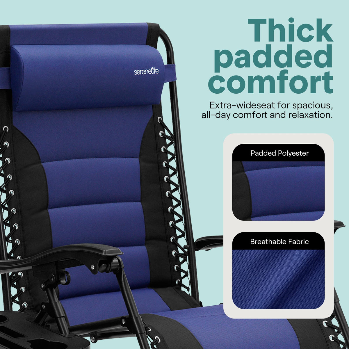 Foldable Adjustable Zero Gravity Lounge Chair with Cup Holder and Side Table J425336