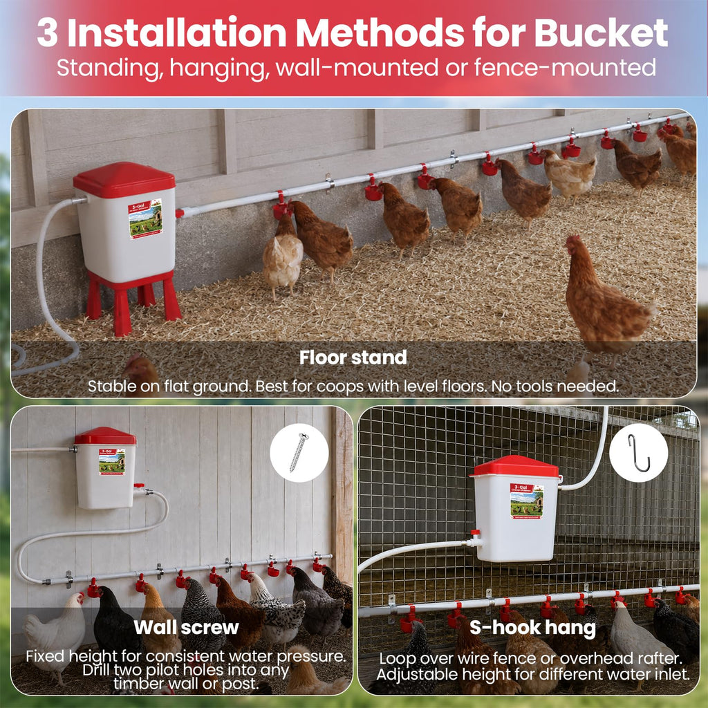 Automatic Chicken Waterer System with 8 Drinking Cups C5022