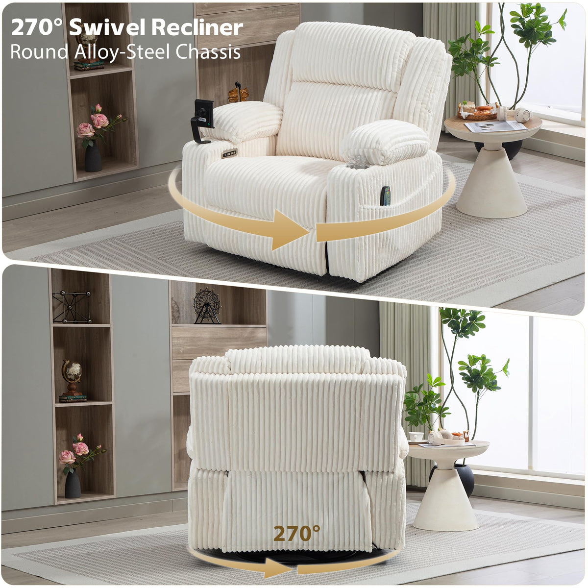 Power Swivel Rocker Recliner with Adjustable Headrest D90082