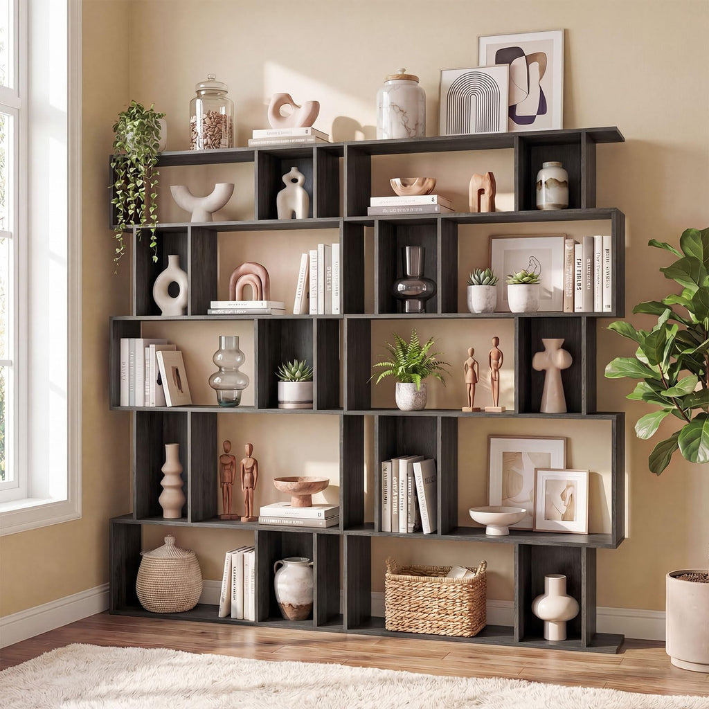 5-Tier 10-Cube Black Bookshelf M673293
