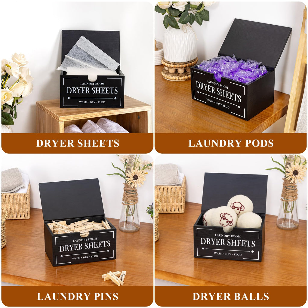 Black Dryer Sheet Holder with Lid B11613