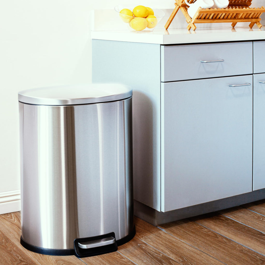 50L Stainless Steel Trash Can with Soft Close Lid B57148