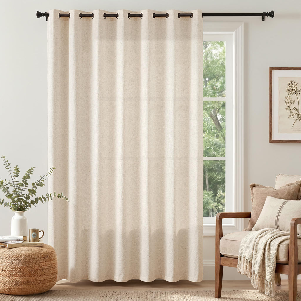 Linen Curtain 84 Inch Light Filtering Grommet 1 Panel Beige X8889